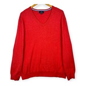 Brooks Brothers Supima Cotton Sweater Mens XXL Red V Neck Lightweight Pullover